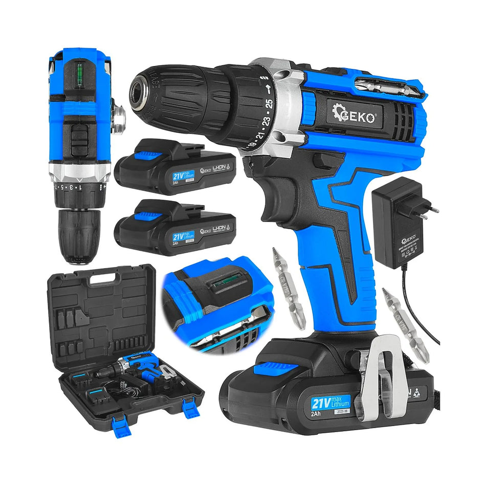 GEKO Accuboormachine 21 V met 2 accu's 2 Ah 1,63 kg