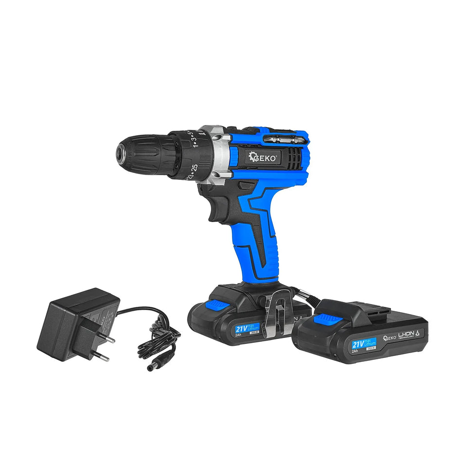 GEKO Accuboormachine met klopfunctie 21 V 2x 2 Ah accu 1,68 kg