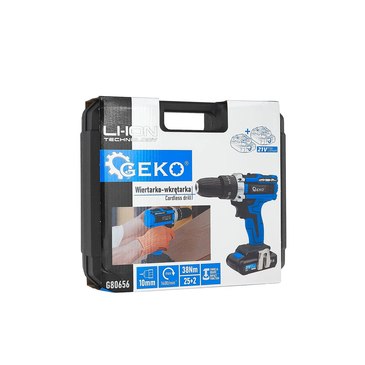 GEKO Accuboormachine met klopfunctie 21 V 2x 2 Ah accu 1,68 kg