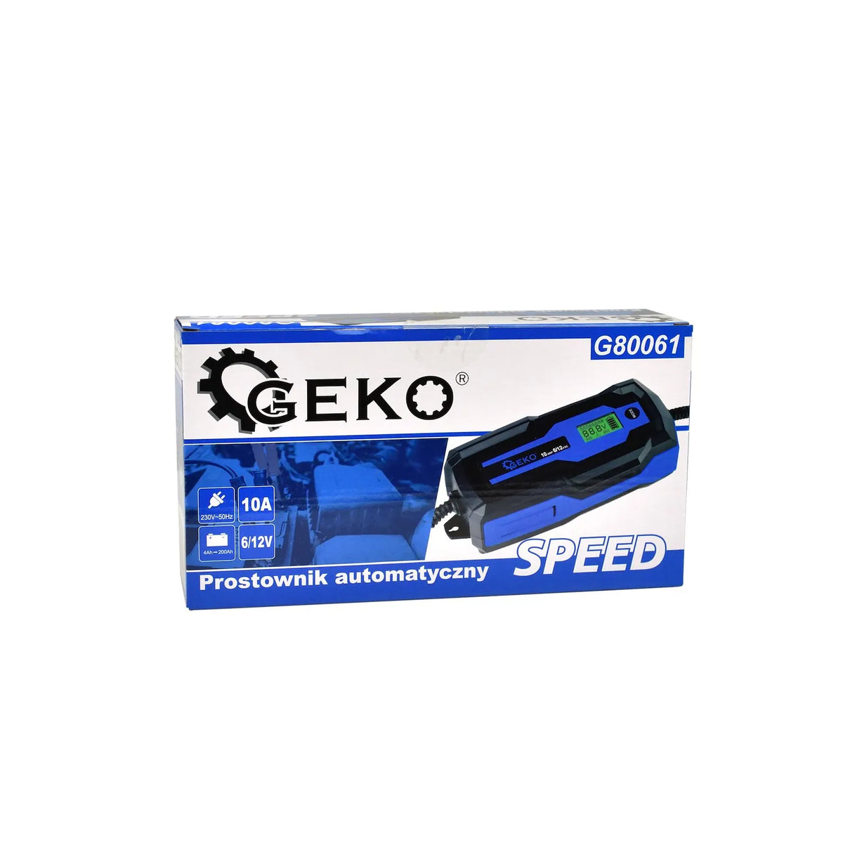 GEKO Acculader met LCD-display en voltmeter 6/12 V 10 A