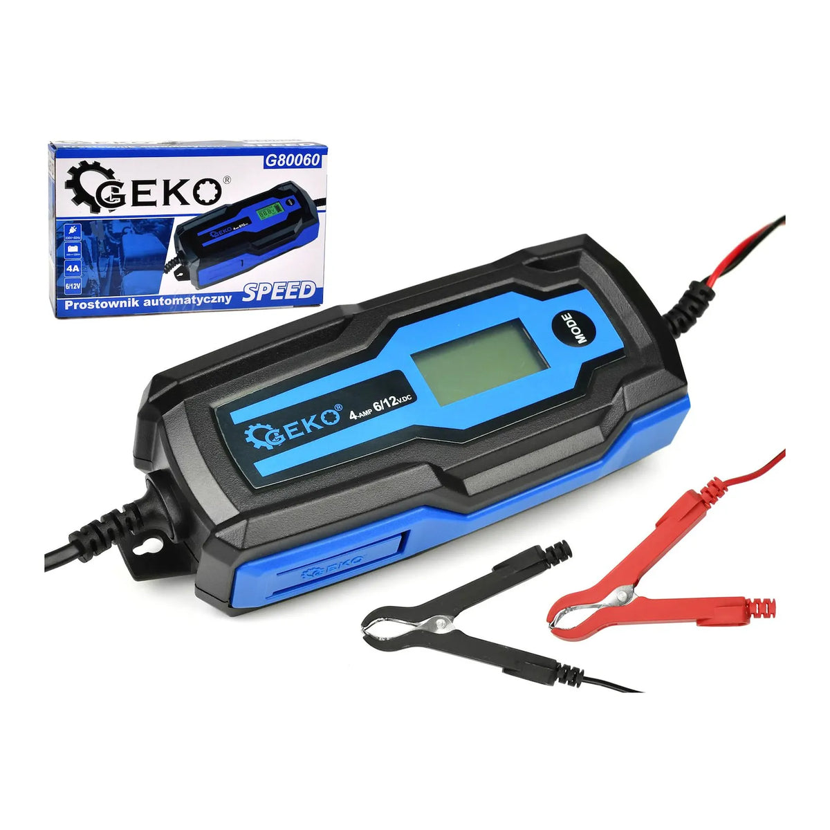 GEKO Acculader met LCD-display 6/12 V 4 A