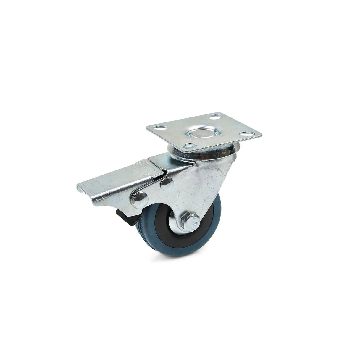 GEKO Zwenkwiel met montageplaat en rem 50 mm rubber