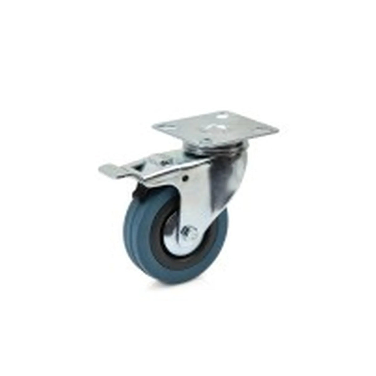 GEKO Zwenkwiel met montageplaat en rem 75 mm rubber 70 kg