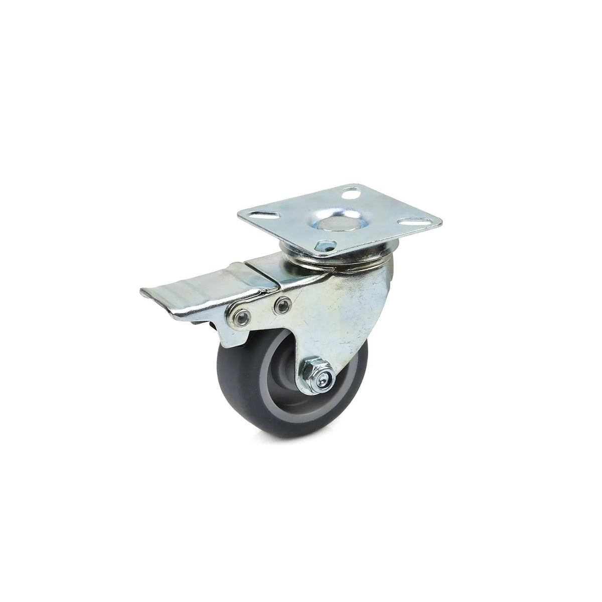 GEKO Zwenkwiel met montageplaat en rem 50 mm TPR band 40 kg