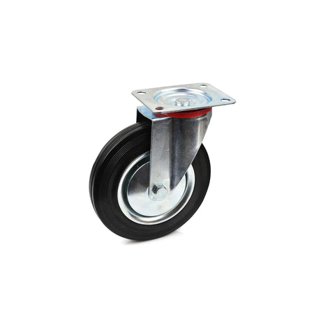GEKO Zwenkwiel met plaat 200 mm rubber en stalen kern