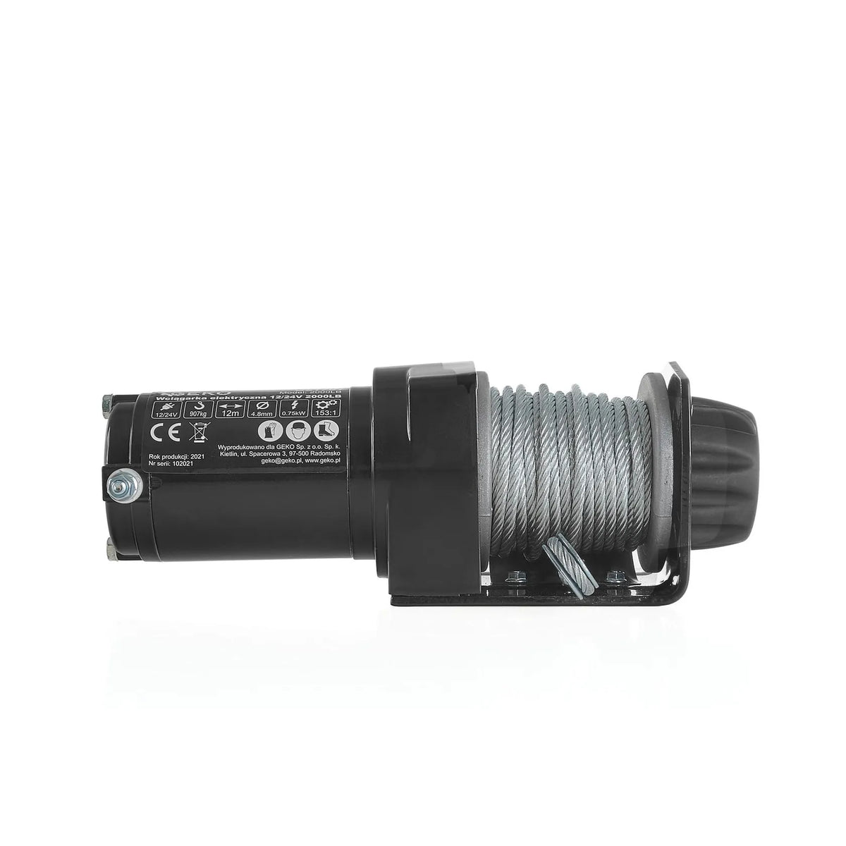 GEKO Elektrische lier 12 V 2000LB 907 kg trekkracht