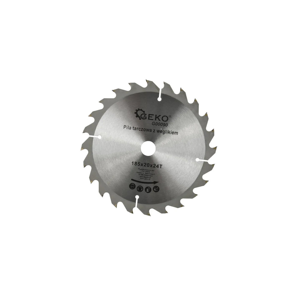 GEKO TCT cirkelzaagblad voor hout 185x20 mm 24 tanden