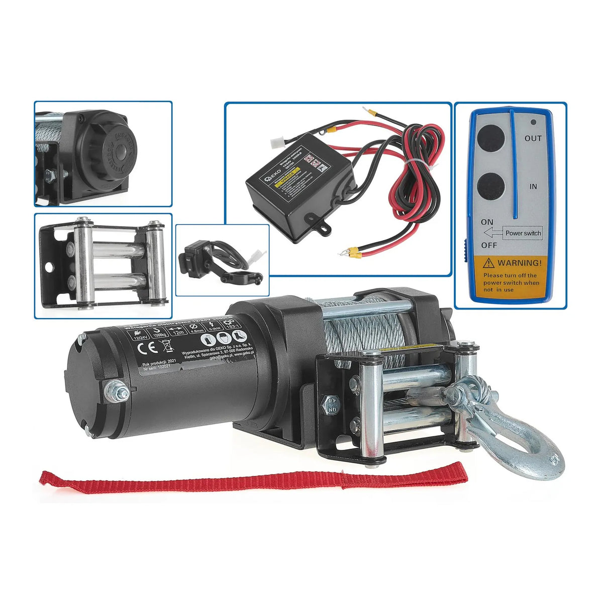 GEKO Elektrische lier 12 V 3500LB trekvermogen