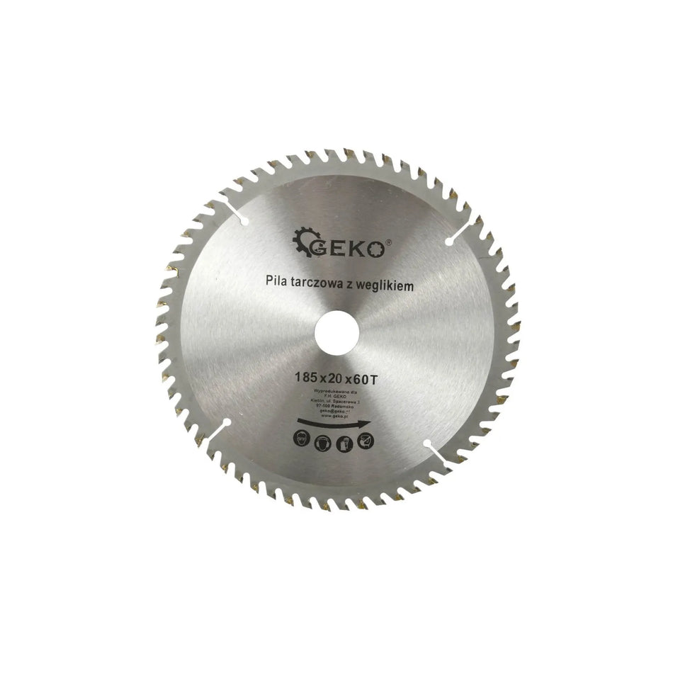 GEKO TCT cirkelzaagblad voor hout 185x20 mm 60 tanden