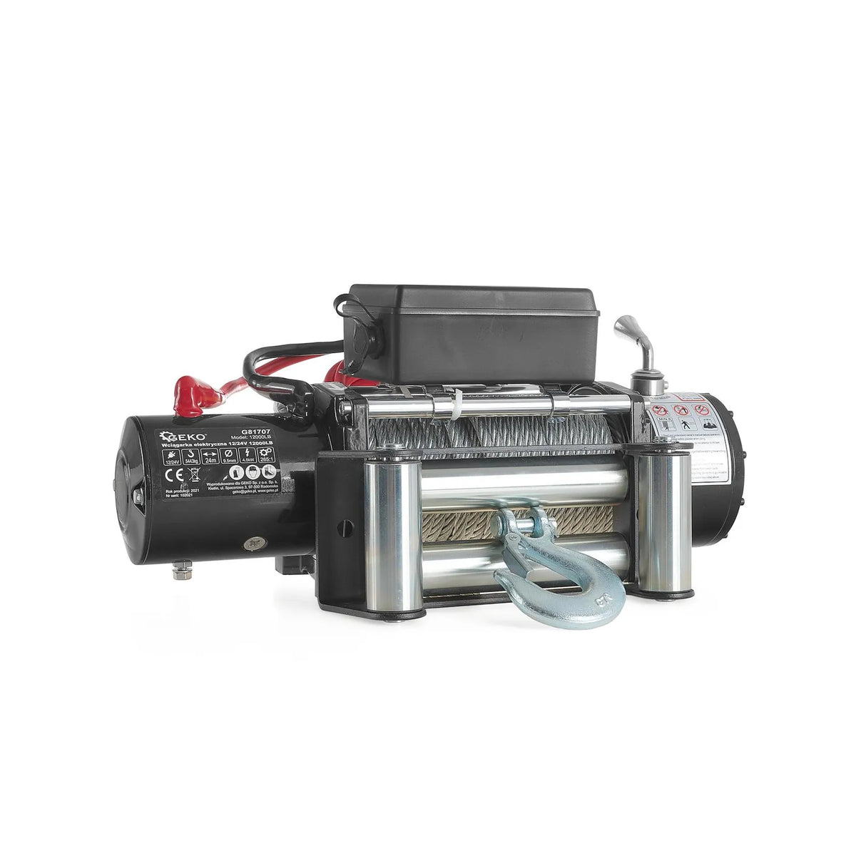 GEKO Elektrische lier 12 V met 5443 kg trekvermogen 12000LB