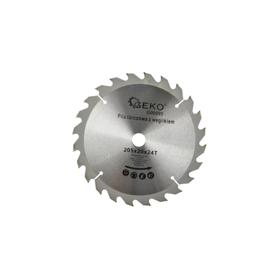 GEKO Cirkelzaagblad met hardmetalen tanden 205x20 mm 24T