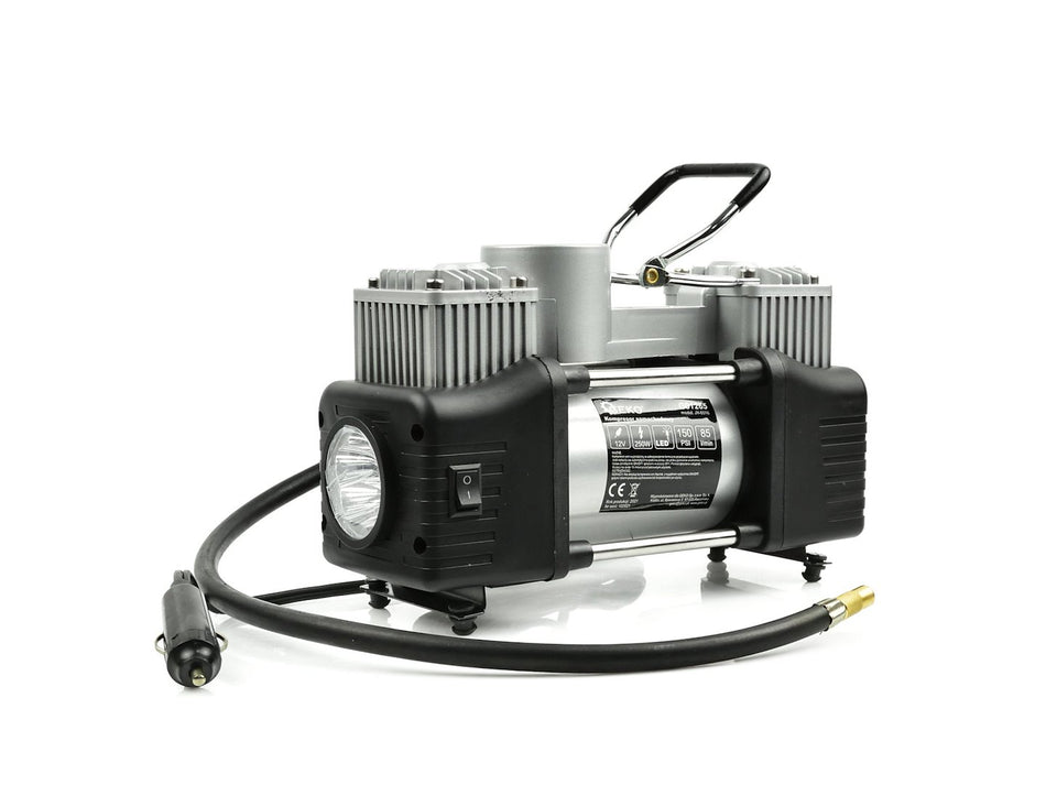 GEKO 12 V Autocompressor 250 W Twee Cilinders 150 PSI