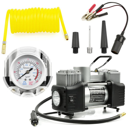 GEKO 12 V Autocompressor 250 W Twee Cilinders 150 PSI