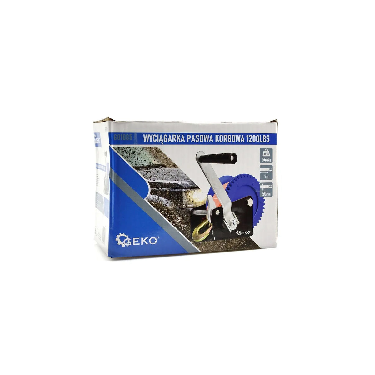 GEKO Handlier met 7 m band en veiligheidshaak 545 kg