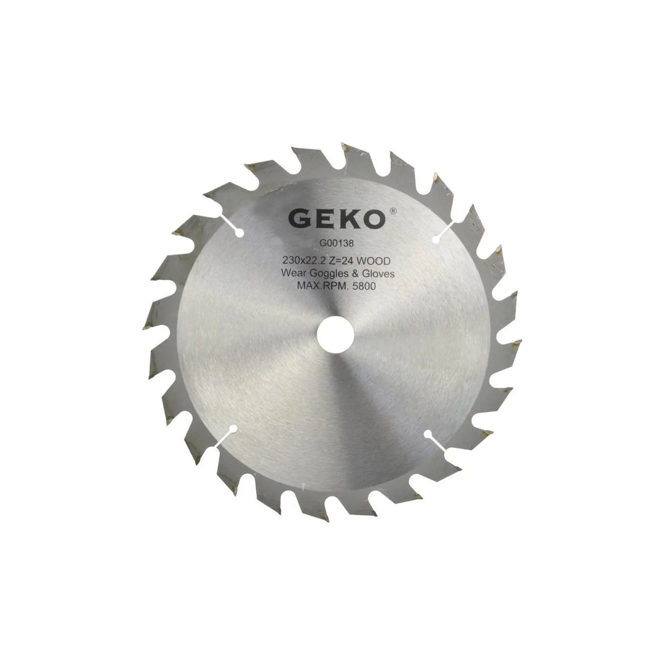 GEKO Cirkelzaagblad met Tungsten Carbide tanden voor hout 230 x 22 mm 24T