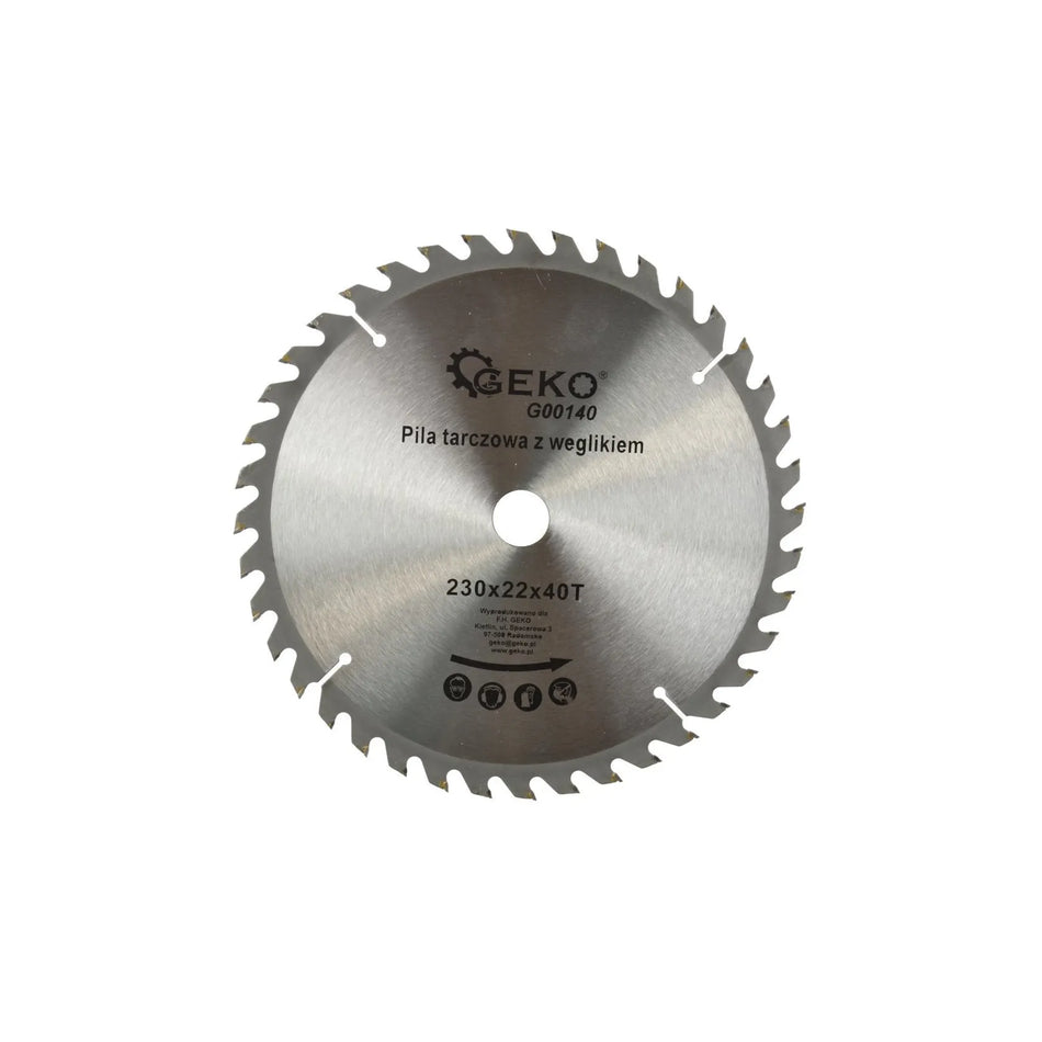 GEKO Cirkelzaagblad met tungsten carbide tanden voor hout 230 x 22 mm 40T