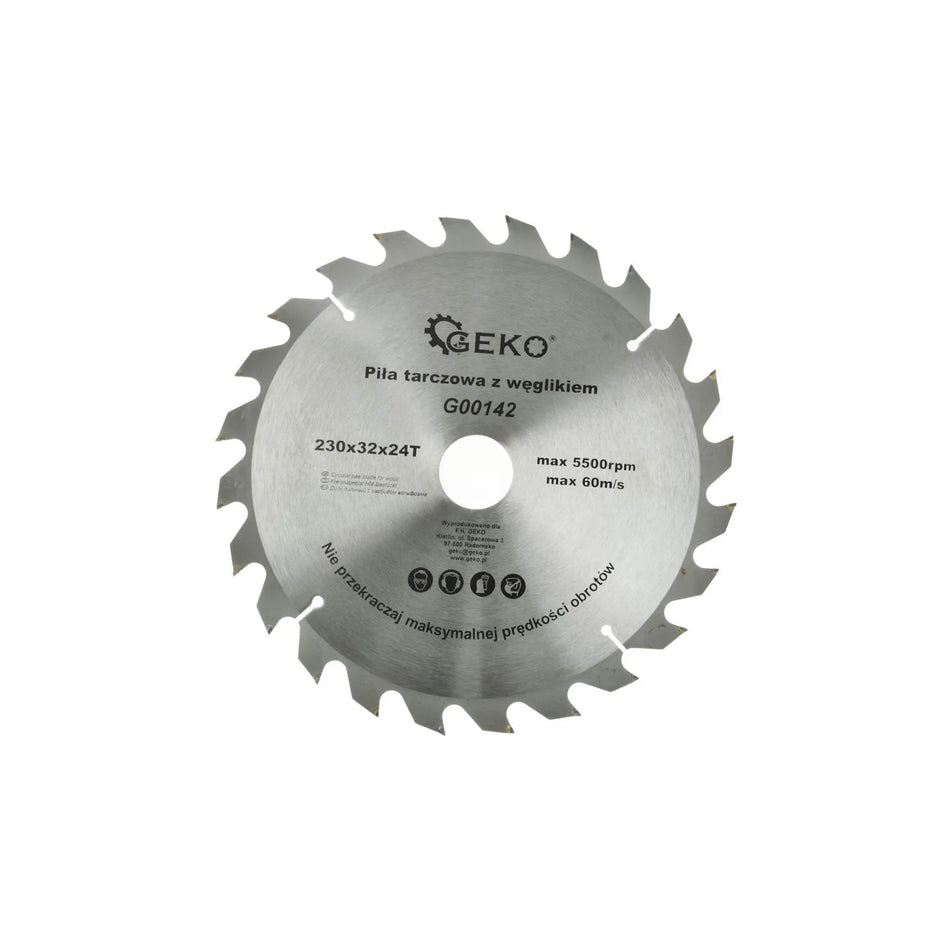 GEKO Cirkelzaagblad met tungsten carbide tanden voor hout 230 x 32 mm 24T