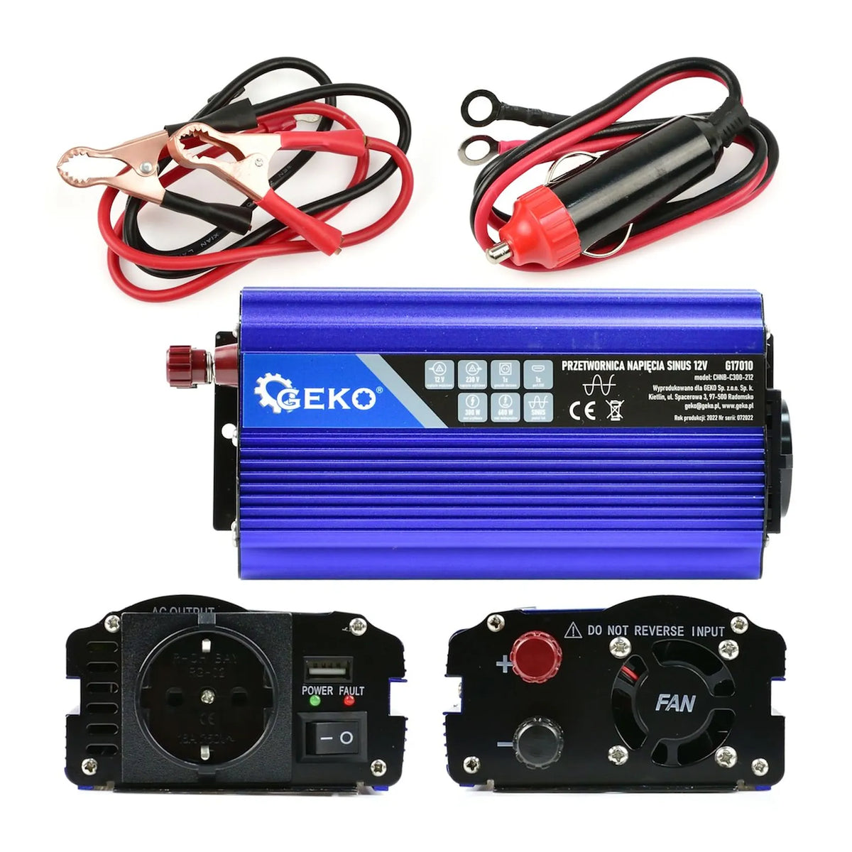 GEKO Voltageomvormer pure sinus 12 V/230 V 300/600 W