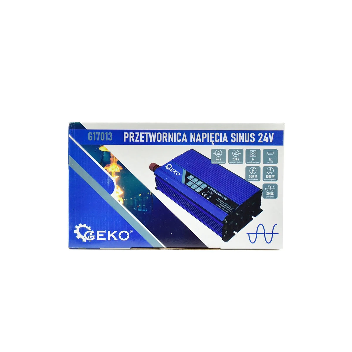 GEKO Voltageomvormer pure sinus 24 V/230 V 500/1000 W