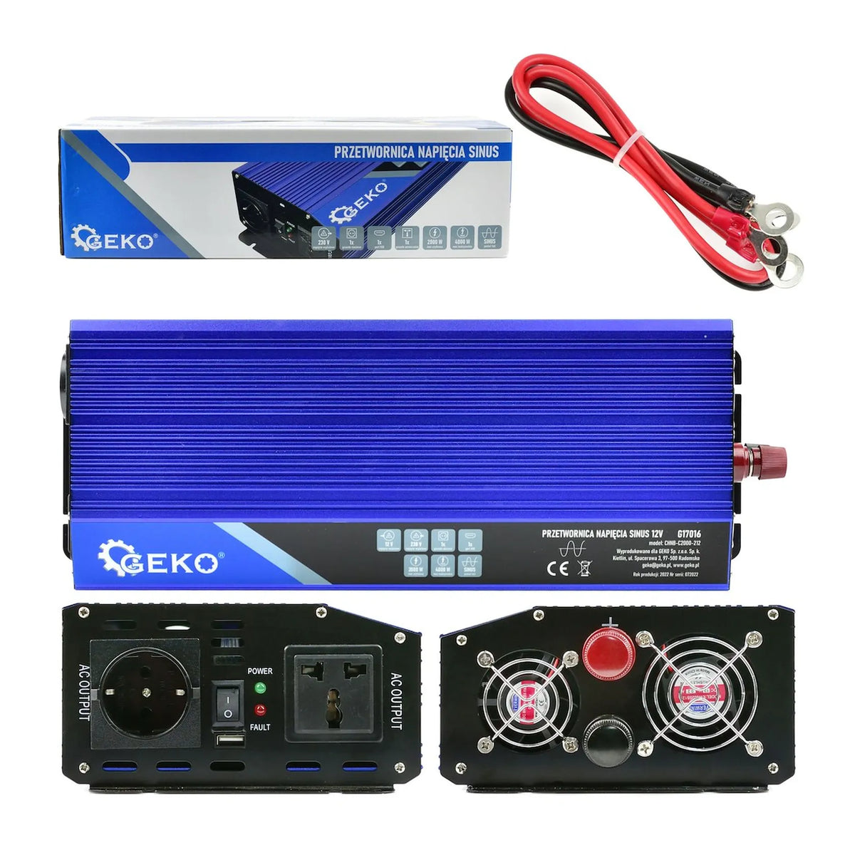 GEKO Spanningsomvormer met zuivere sinus 12 V/230 V 2000/4000 W