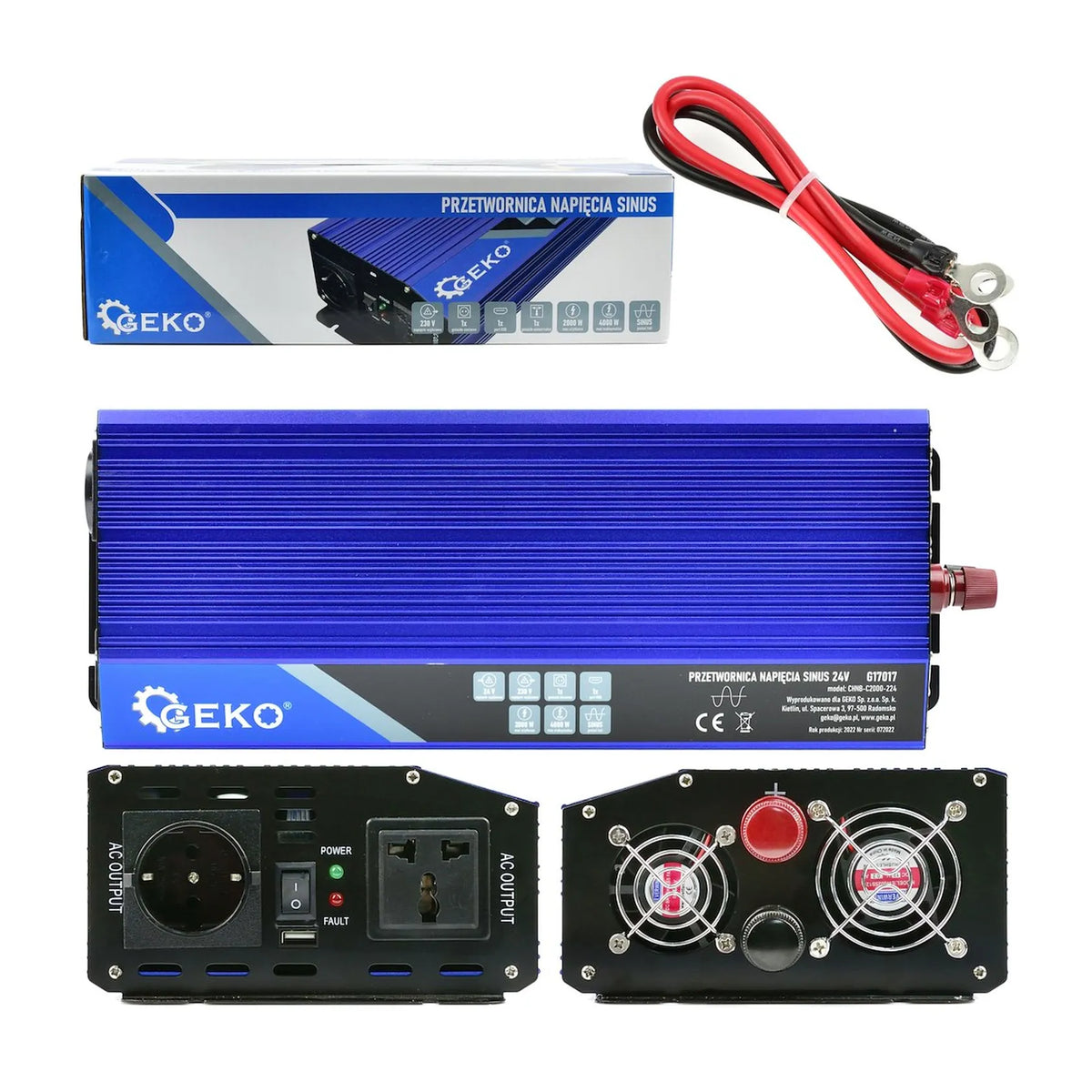 GEKO Zuivere sinus spanningsomvormer 24 V/230 V 2000/4000 W