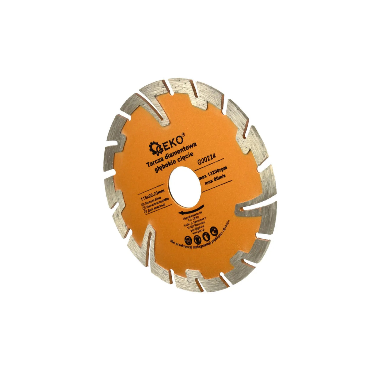 GEKO Deep Protected Turbo diamantzaagblad 115 mm x 22,2 mm droogsnijden