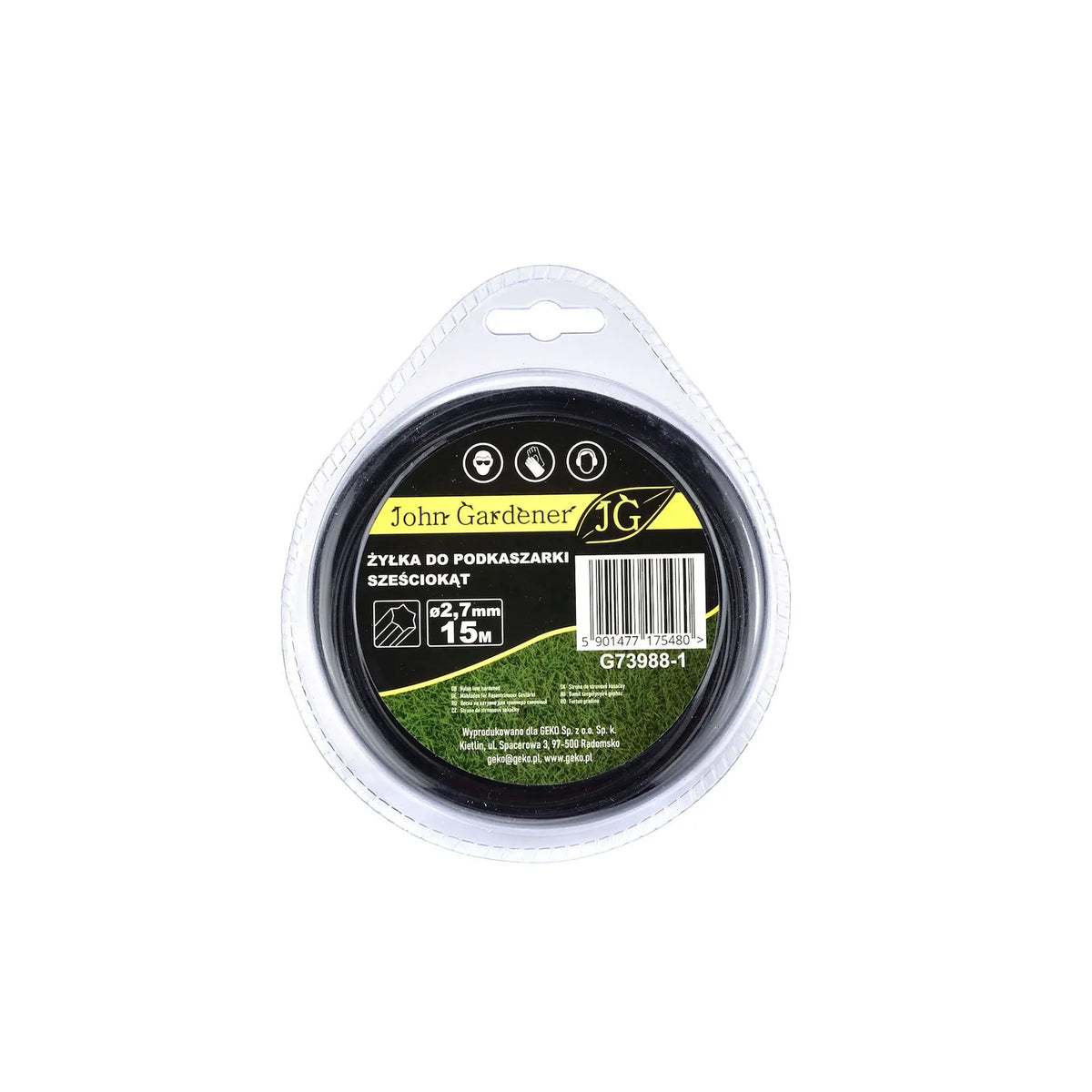 GEKO Nylon maaidraad met hexagonale doorsnede 2,7mmx15 m