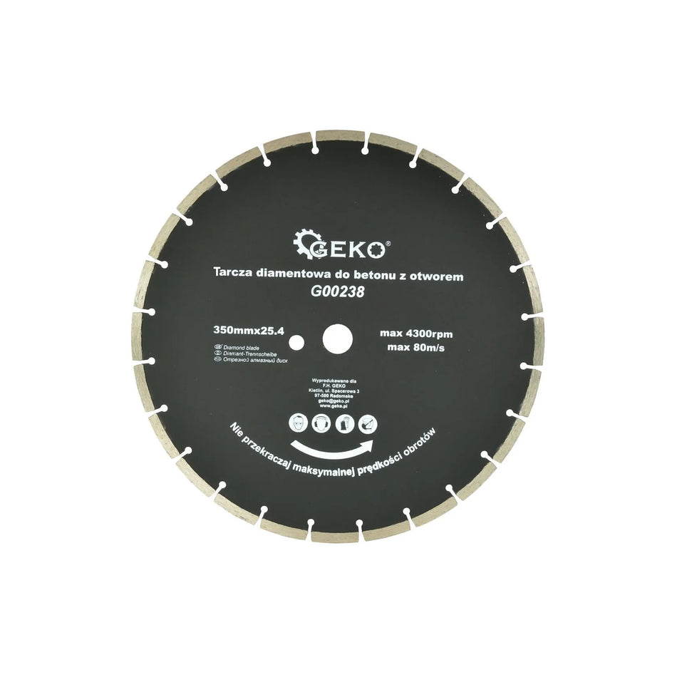 GEKO Diamantzaagblad met gesegmenteerde rand 350x25,4 mm met extra gat