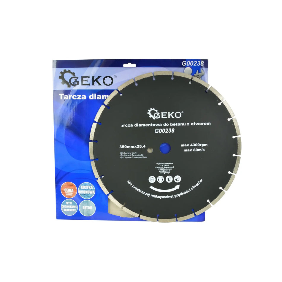 GEKO Diamantzaagblad met gesegmenteerde rand 350x25,4 mm met extra gat