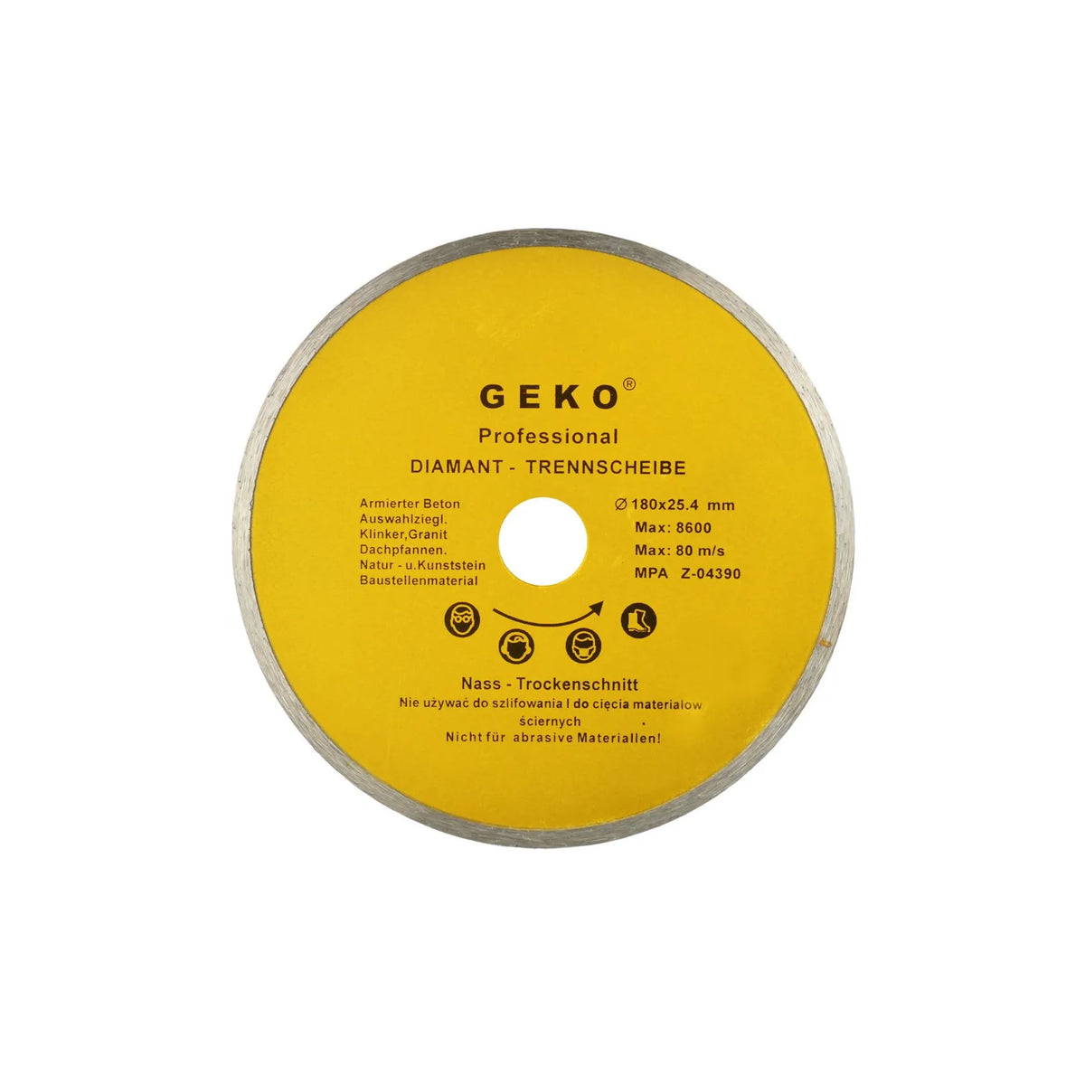 GEKO Diamantzaagblad met doorlopend snijvlak 180x8x25,4 mm Profi