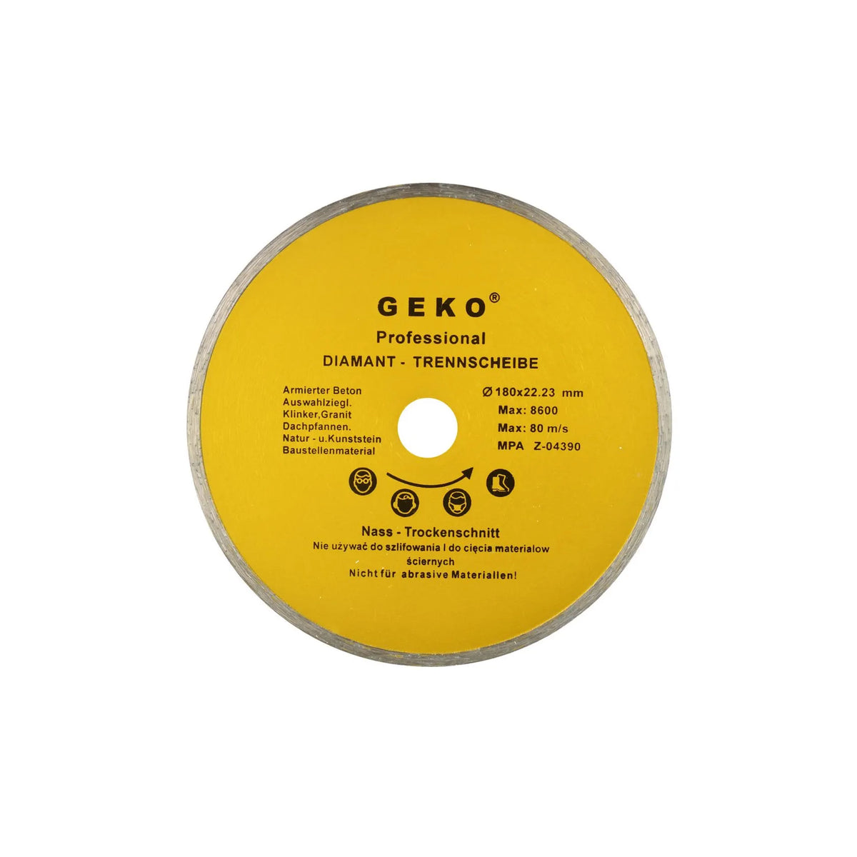 GEKO Diamantzaagblad met doorlopend snijvlak 180x8x22,2 mm Profi