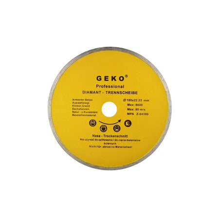 GEKO Diamantzaagblad met doorlopend snijvlak 180x8x22,2 mm Profi