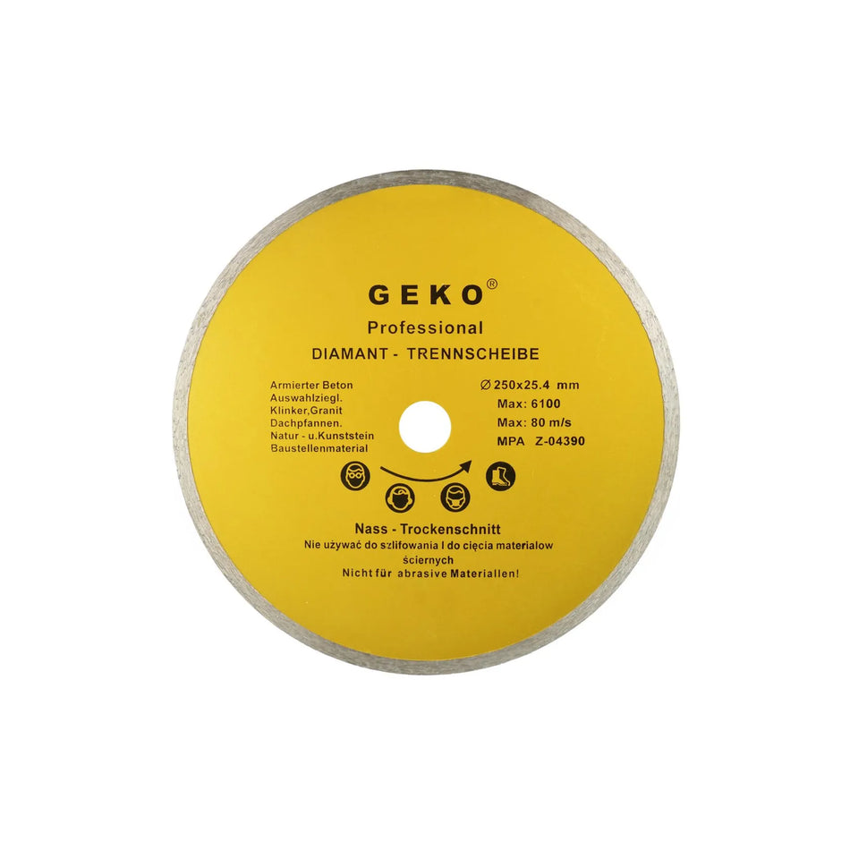 GEKO Diamantzaagblad met doorlopend snijvlak 250x8x25,4 mm Profi