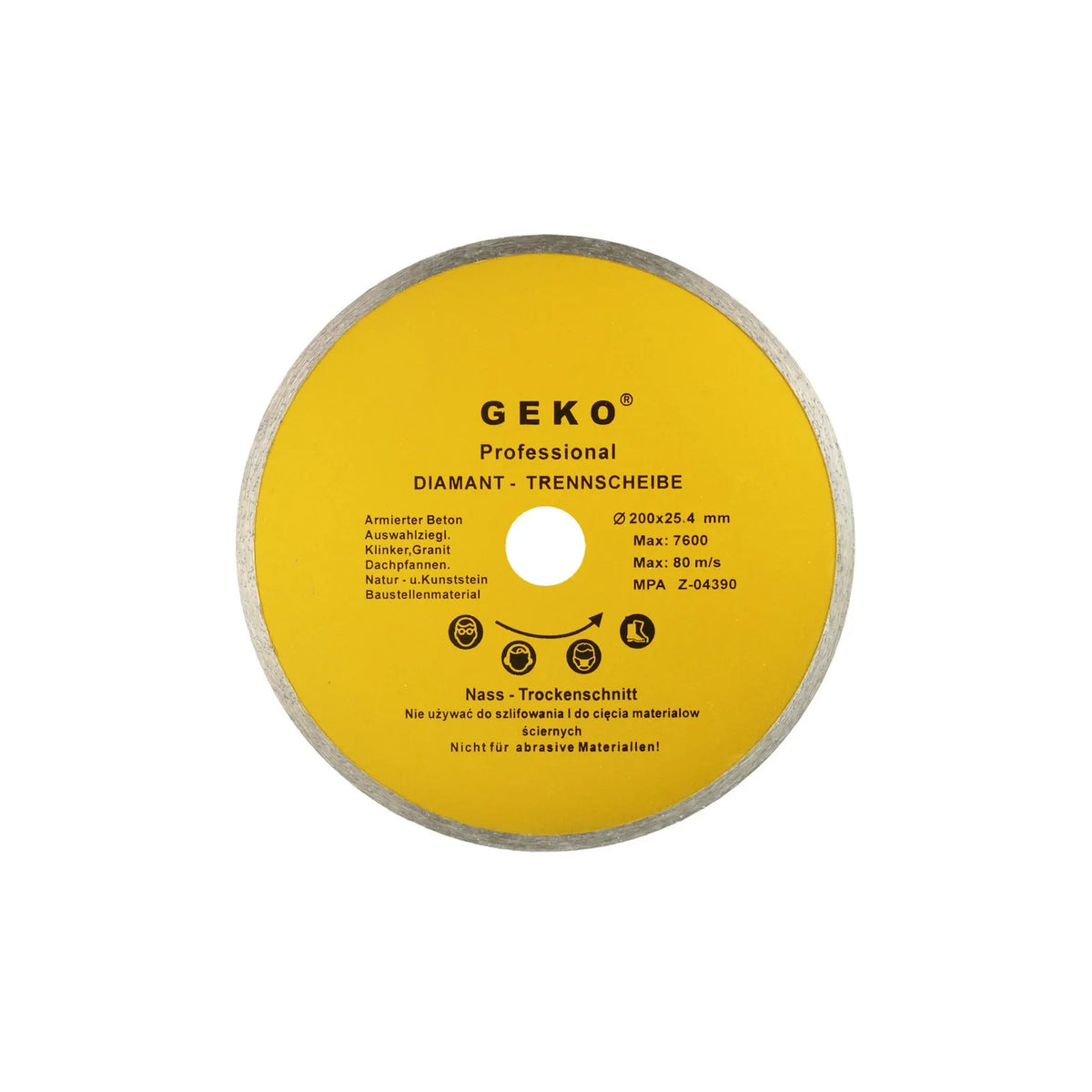 GEKO Diamantzaagblad met doorlopend snijvlak 200x8x25,4 mm Profi