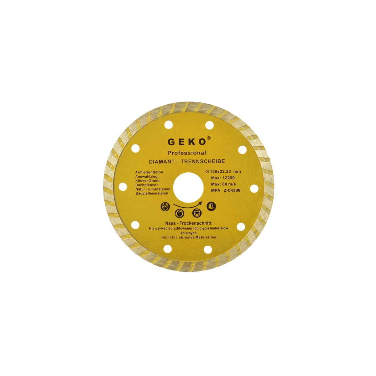 GEKO Diamant zaagblad met doorlopende turboring 125x8x22,2 mm