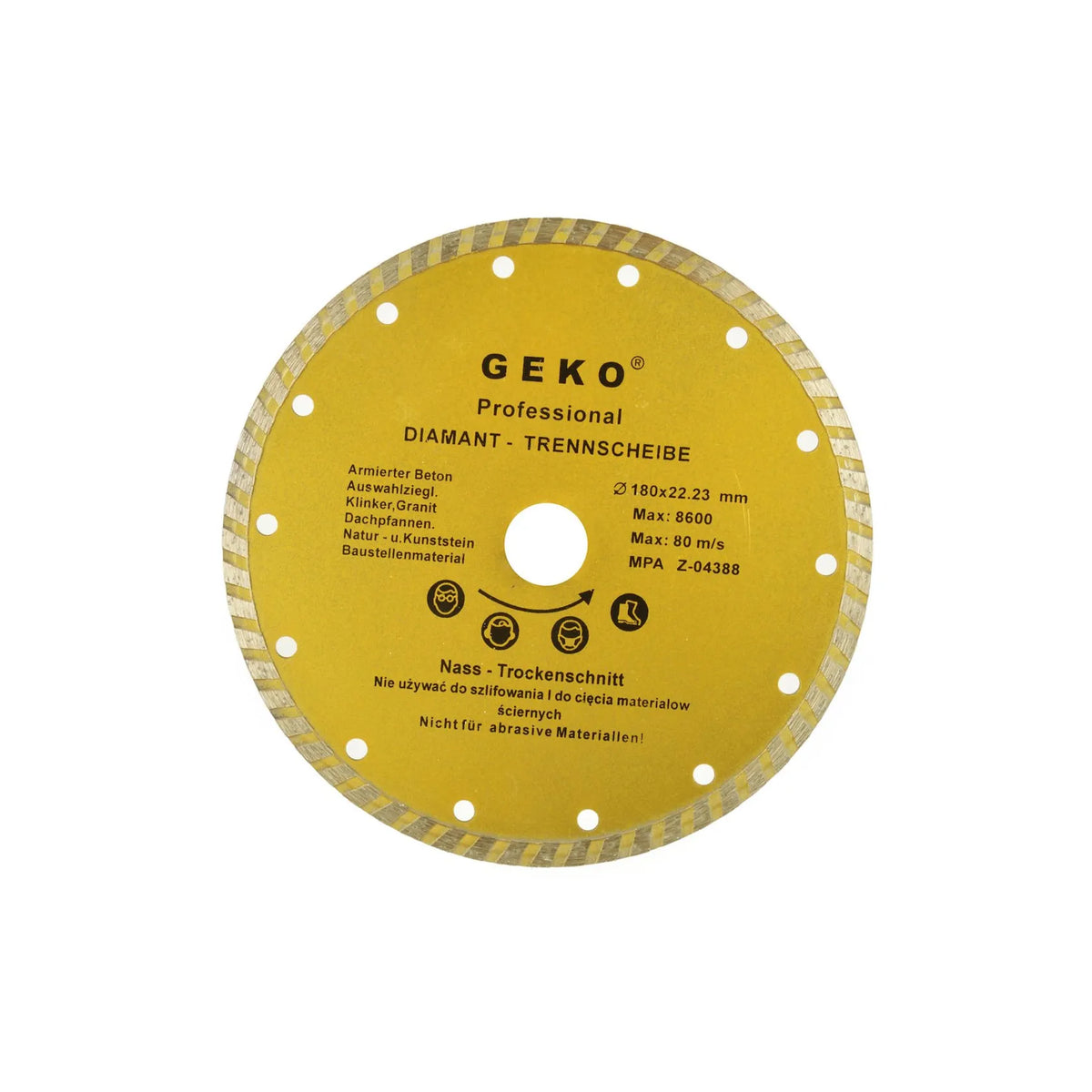 GEKO Diamant zaagblad met doorlopende turboring 180x8x22,2 mm