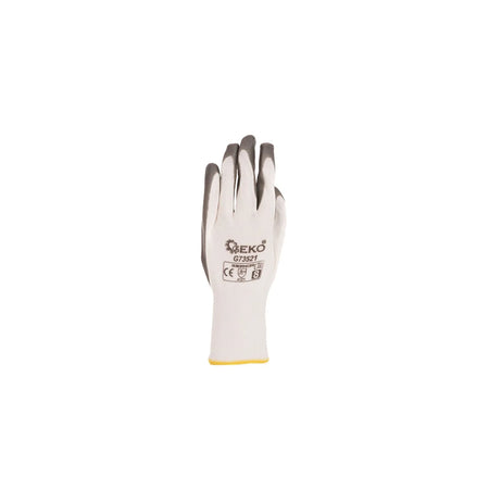 GEKO Werkhandschoenen Katoen Met Nitril Palm Coating Maat 8 Wit-Grijs