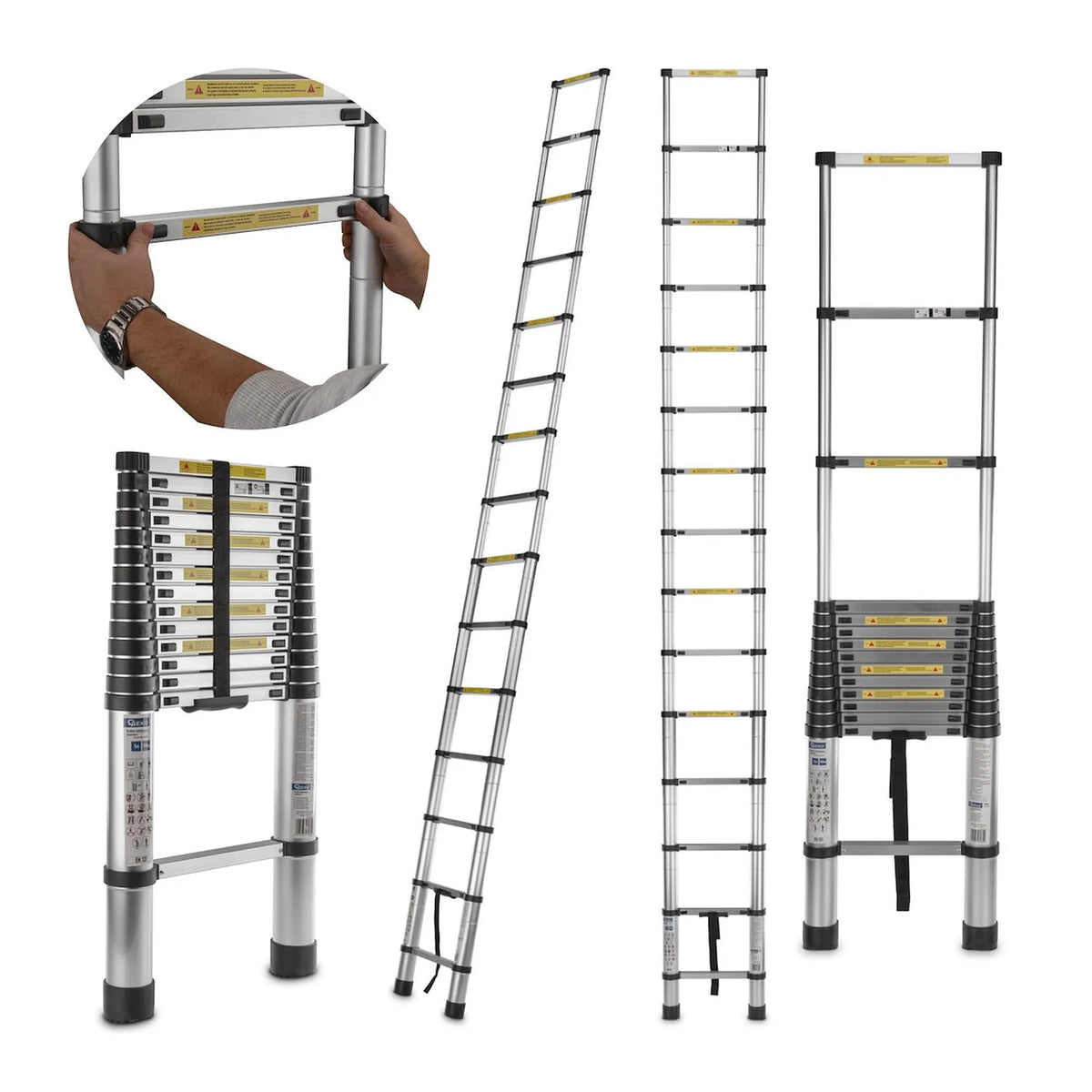 GEKO Aluminium telescopische ladder met maximaal 150 kg draagvermogen 5 m
