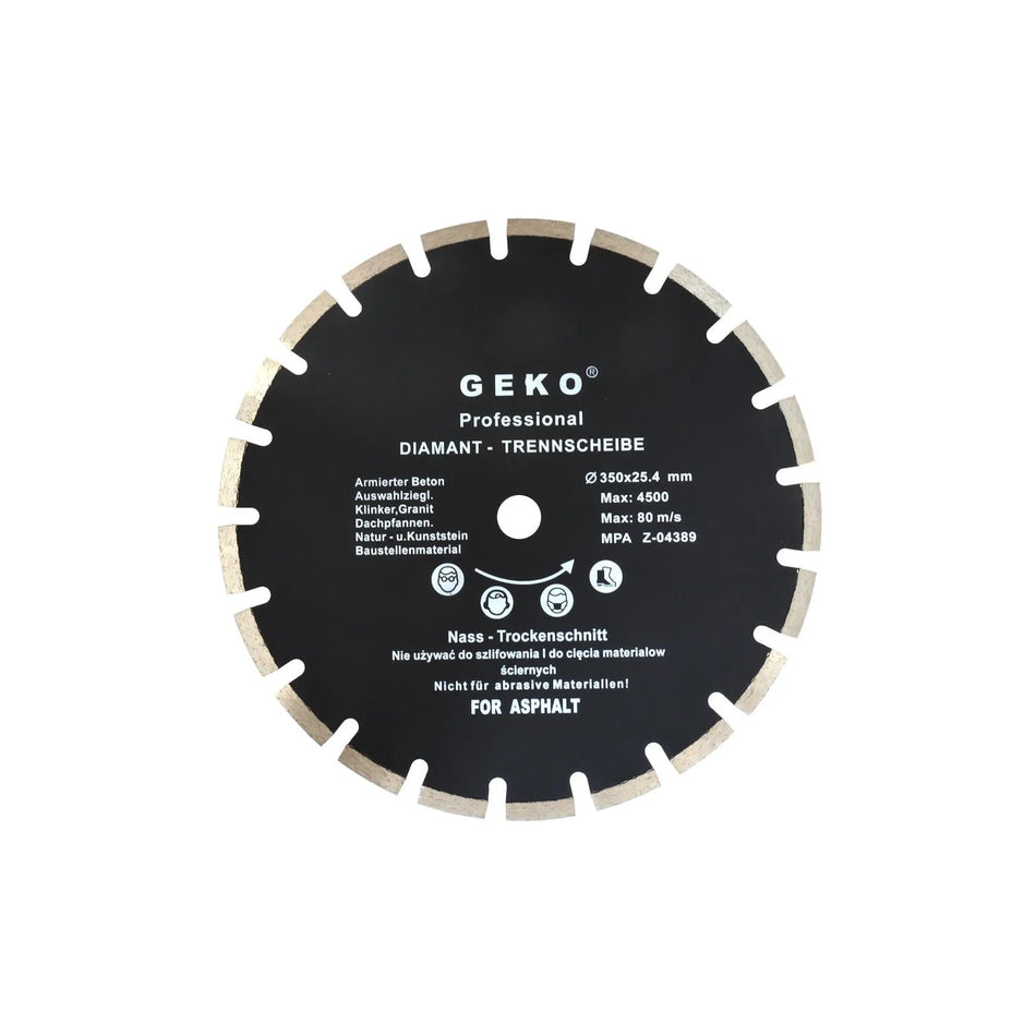 GEKO Diamantzaagblad gesegmenteerd voor asfalt en vers beton 350x25,4mm