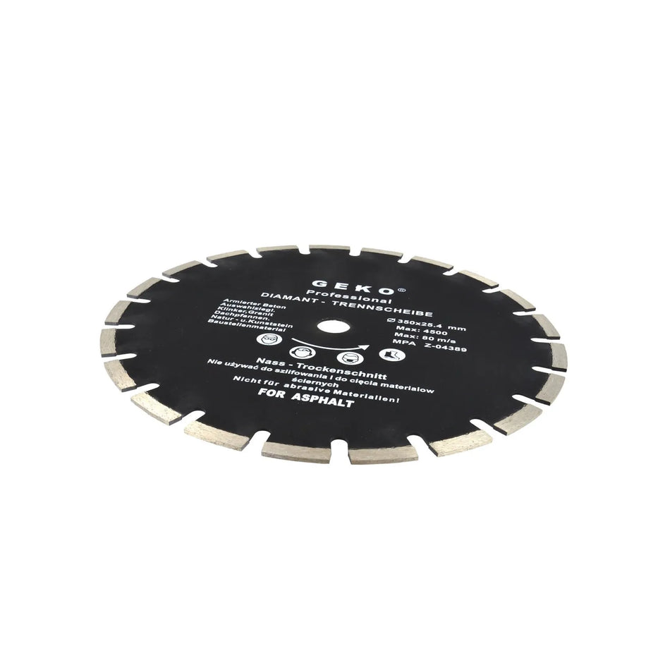 GEKO Diamantzaagblad gesegmenteerd voor asfalt en vers beton 350x25,4mm