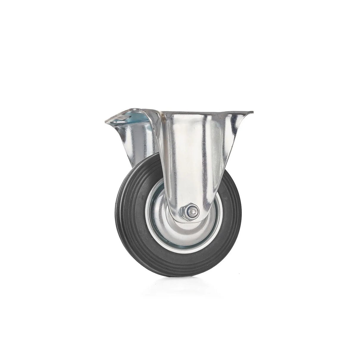 GEKO Vaste castorwiel met stalen velg en rubberen band 100 mm 70 kg
