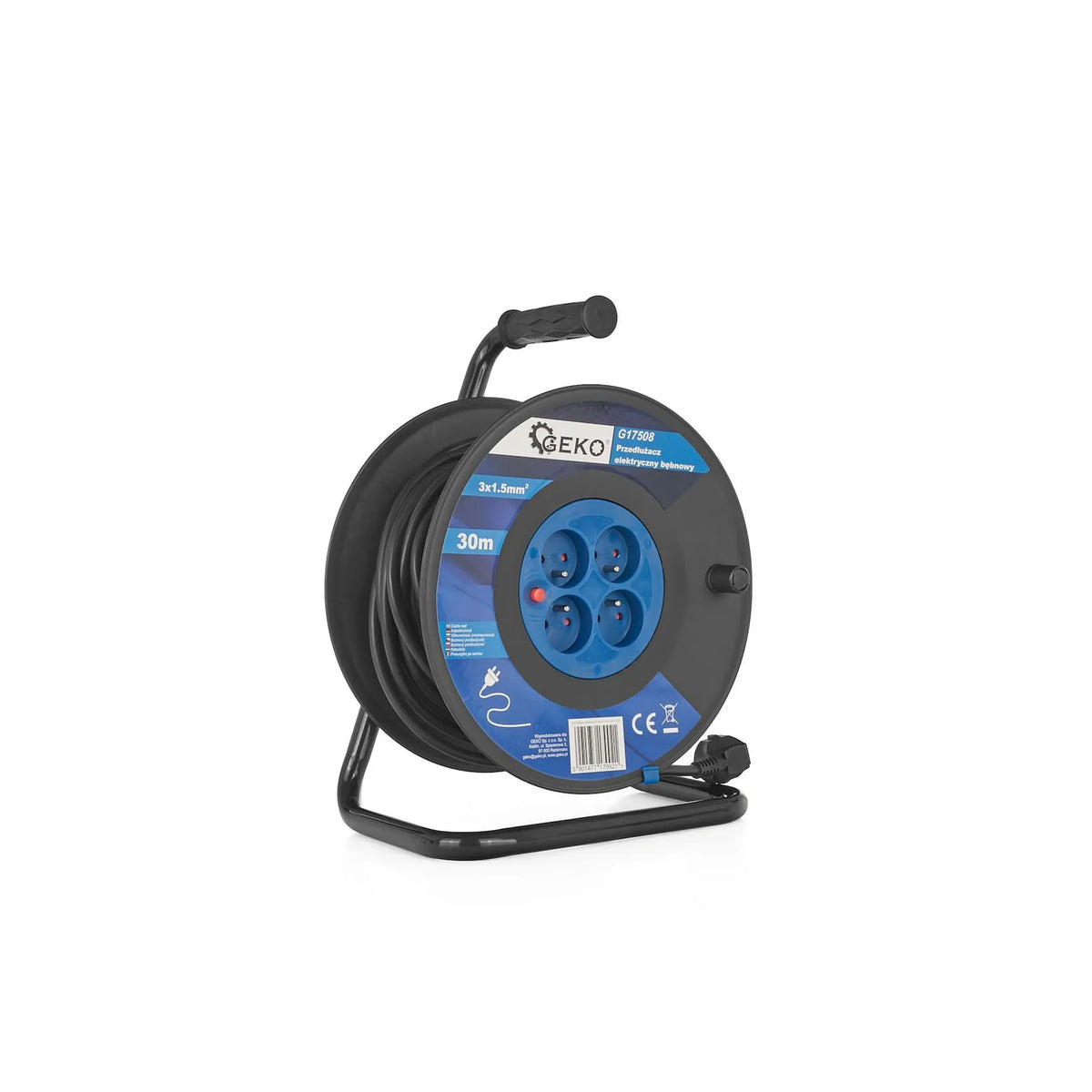 GEKO Elektrische kabelhaspel 3x1.5mm2 30 m 4 stopscontacten
