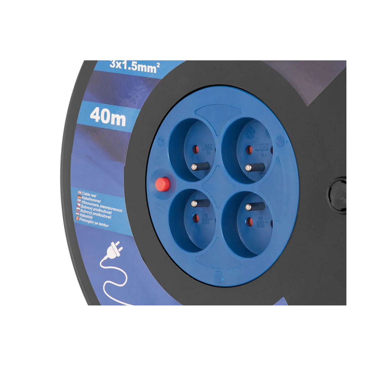 GEKO Elektrische kabelhaspel 3x1.5mm2 40 m 4 stopscontacten
