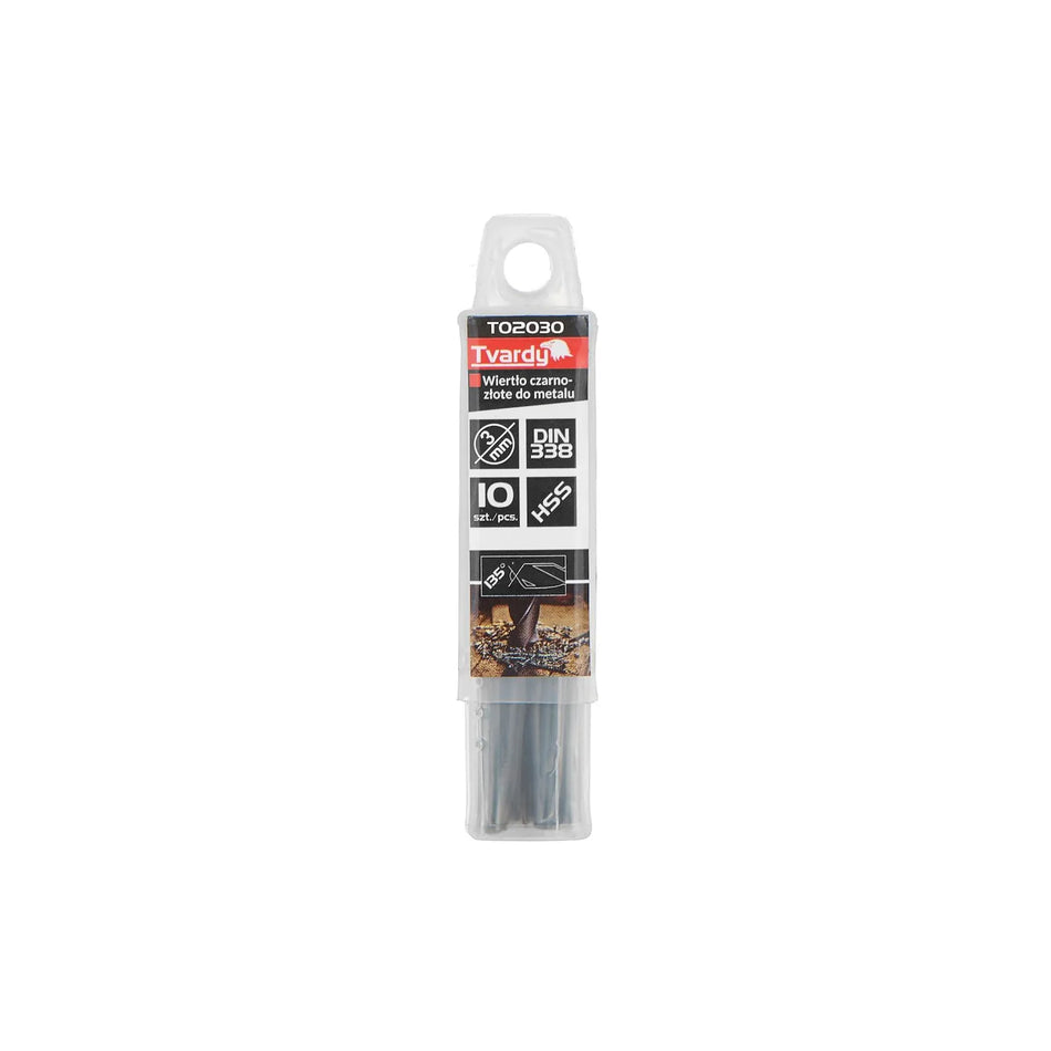 Tvardy Metaalboor HSS 3,00 mm zwart-goud TiN gecoat