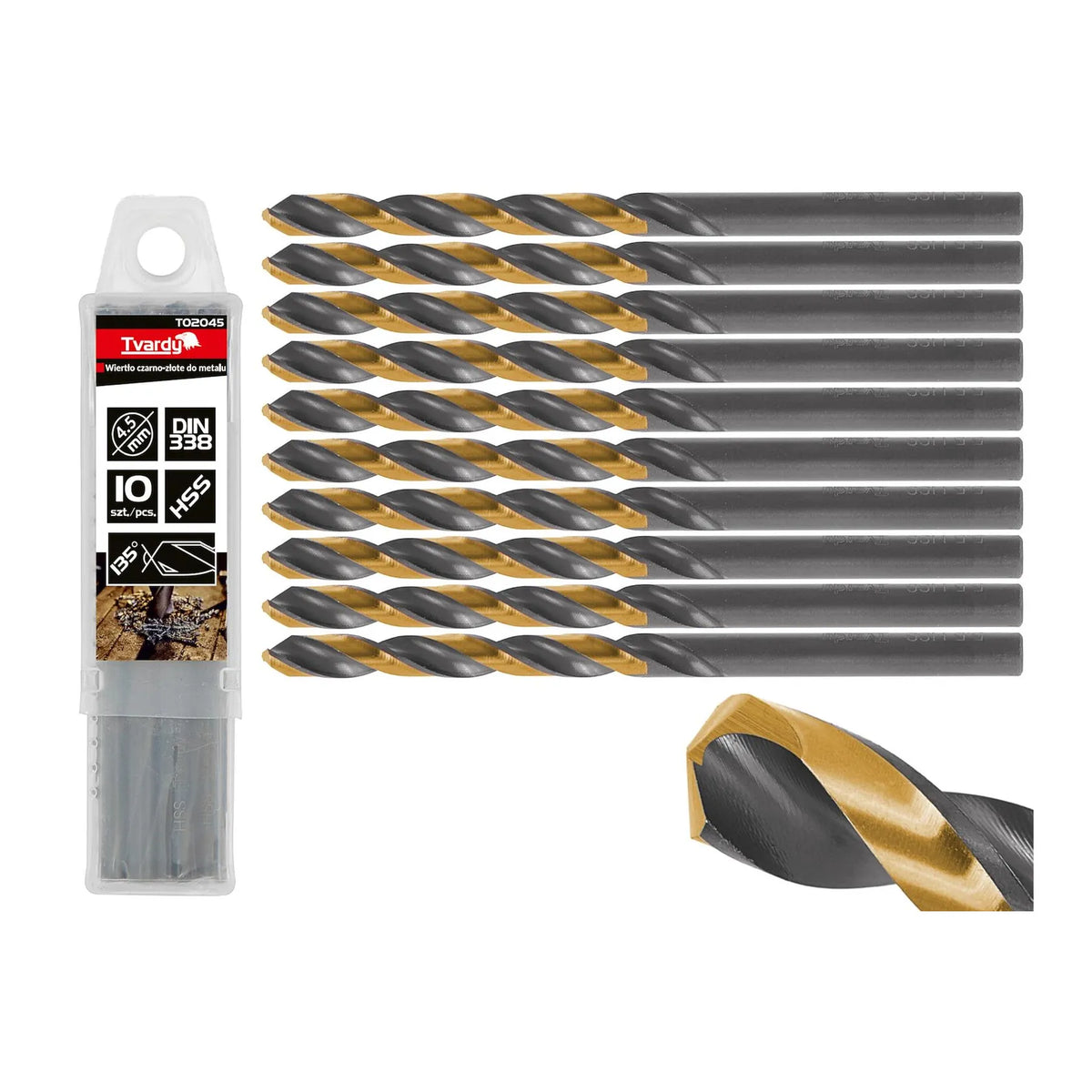 Tvardy Metaalboor HSS black & gold 4,50 mm met TiN coating