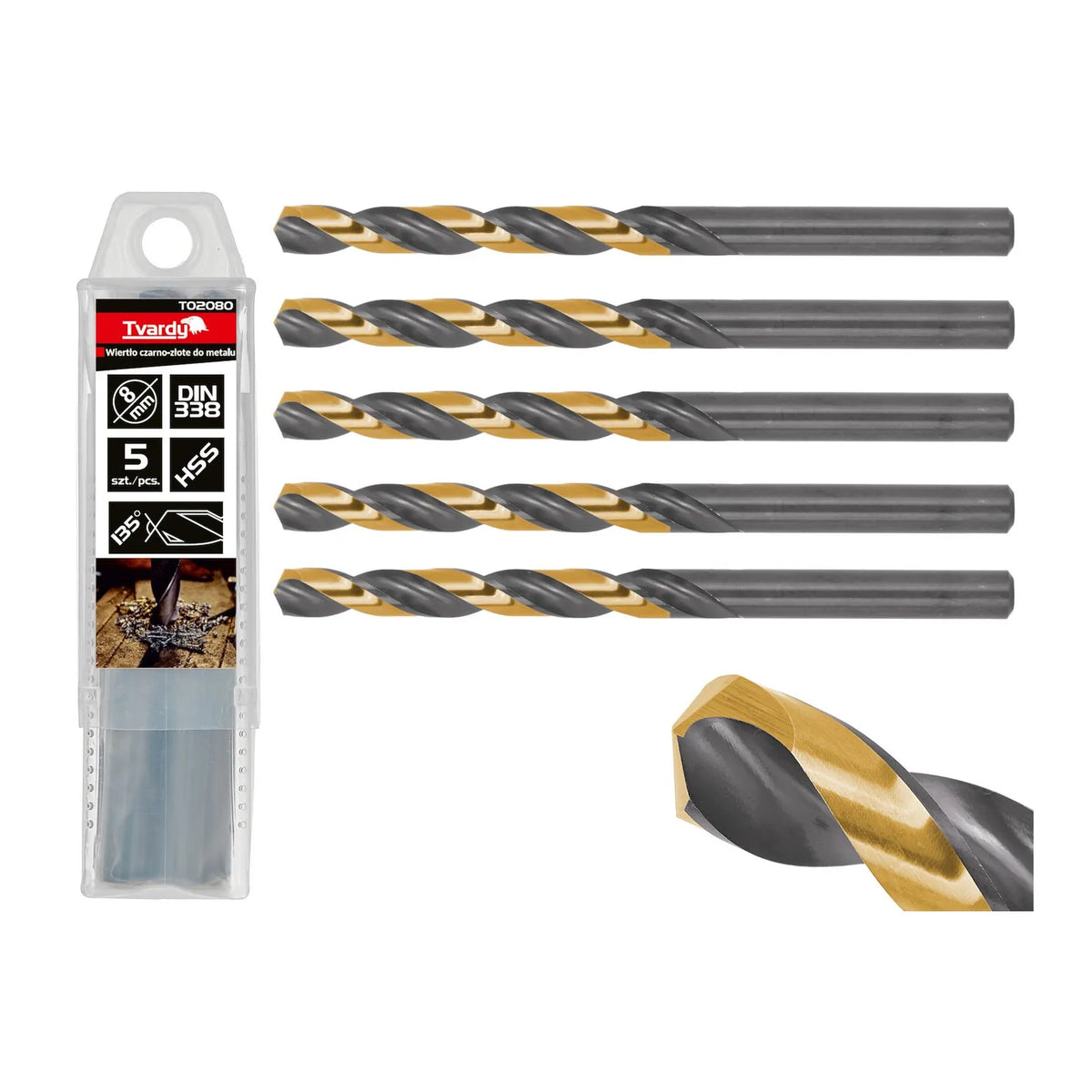 Tvardy Metaalboor HSS 8,00 mm met TiN-coating