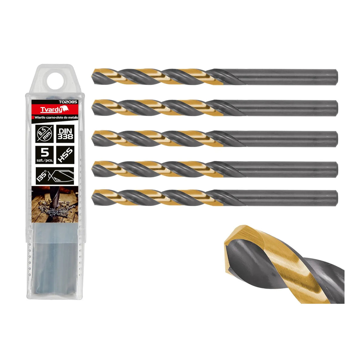 Tvardy Metaalboor HSS 8,50 mm met TiN coating