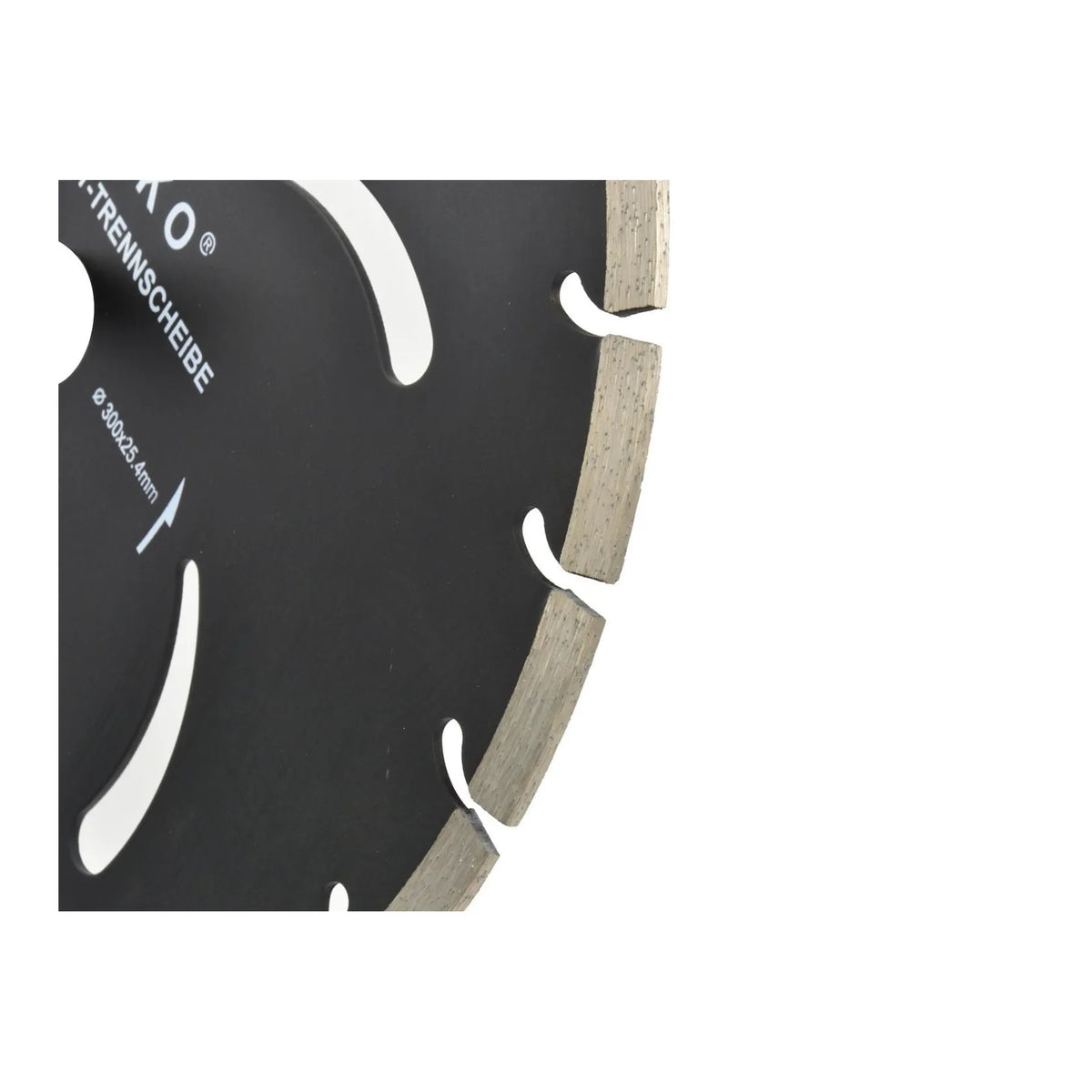 GEKO Diamantzagenblad met gesegmenteerde rand 300x10x25,4 mm zwart