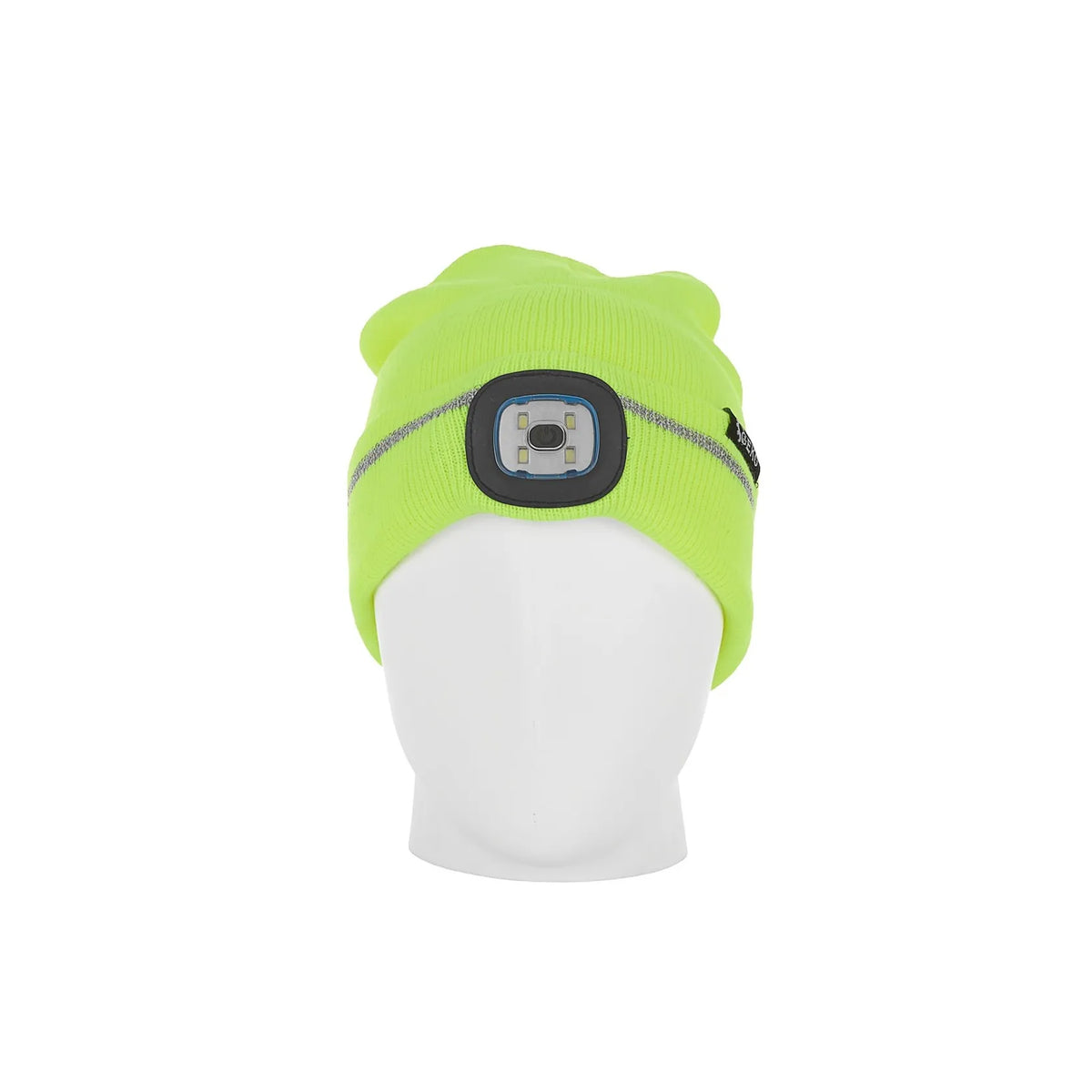 GEKO Oplaadbare LED hoofdlamp wintermuts met reflecterende band geel