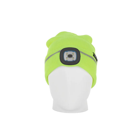GEKO Oplaadbare LED hoofdlamp wintermuts met reflecterende band geel